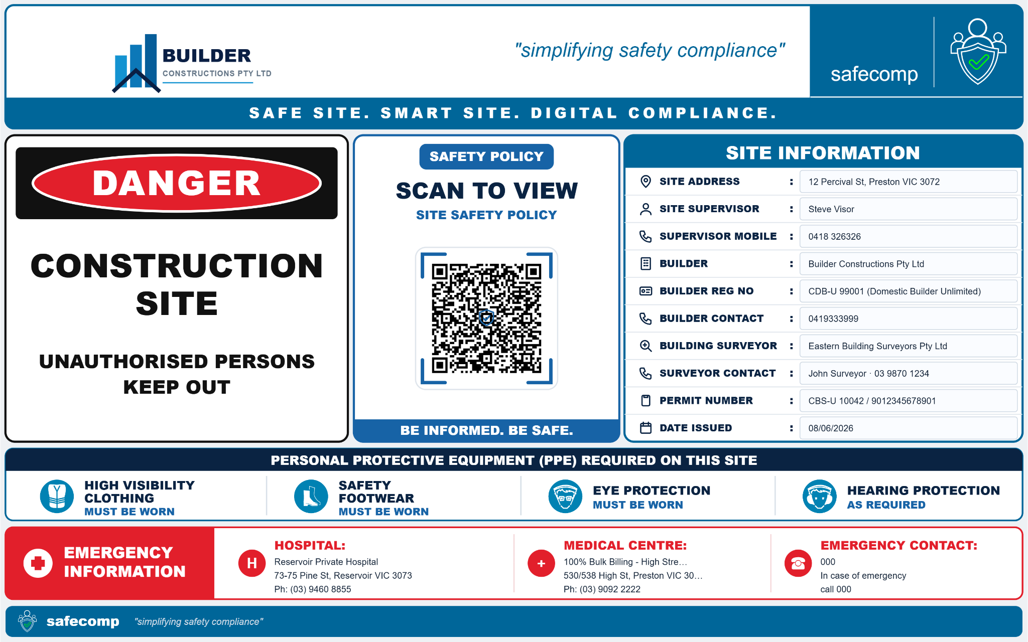 SafeComp site safety banner